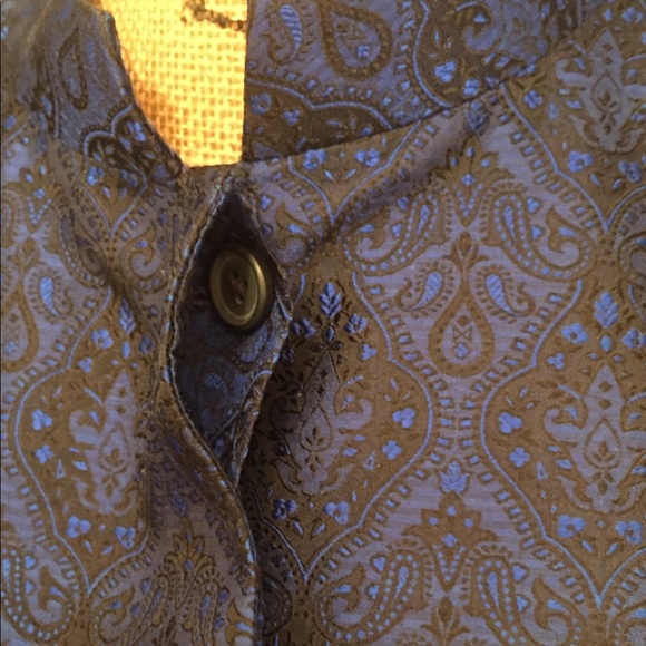 Vintage custom made silk brocade jacket in cobalt blue and black - Picture 6 of 14